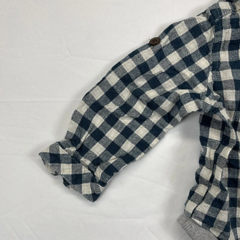 Me & Henry One Piece Baby Toddler‎ 9-12M Blue Plaid Preppy Long Sleeve Dressy